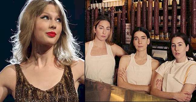 Taylor Swift sings with the Haim sisters in London
