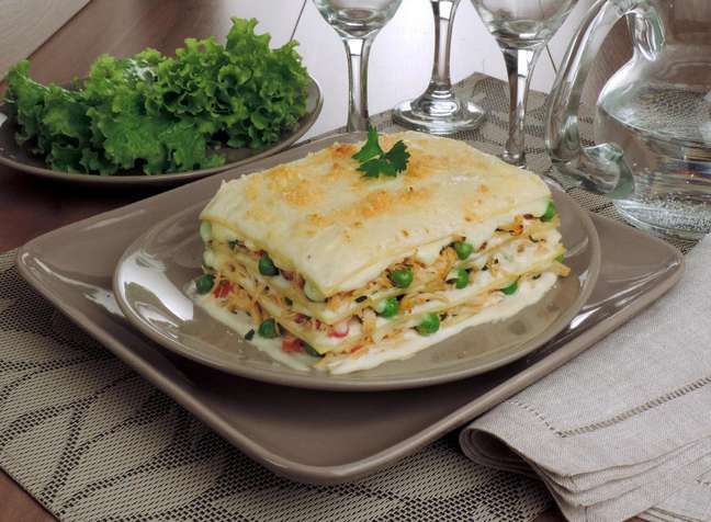 Chicken lasagna with 4 cheeses - Photo: Reproduction
