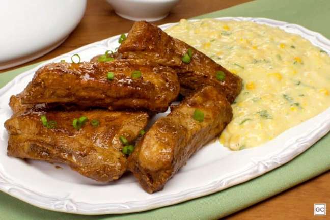 Pork ribs with corn cream Pork ribs with corn cream