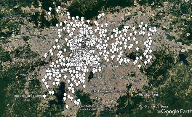 Map of 5G antennas in São Paulo;  fifth-generation mobile internet will be activated in the city on Thursday