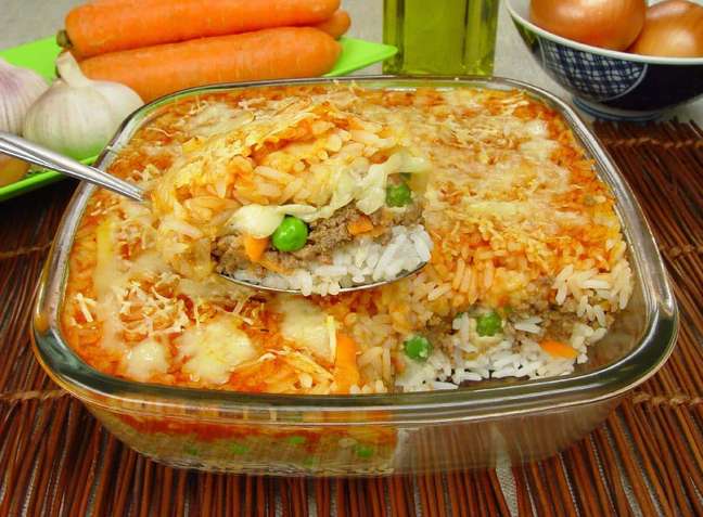 Rice in the oven with ground beef parmesan - Photo: Reproduction