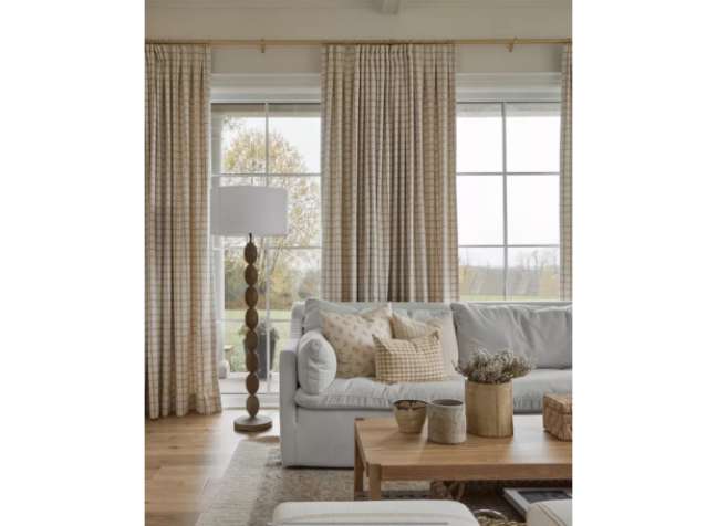 Install brown curtains Install brown curtains