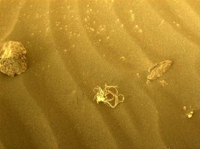 Imagem do famoso "espaguete marciano", capturada pelo rover Perseverance. (Imagem: NASA/JPL)