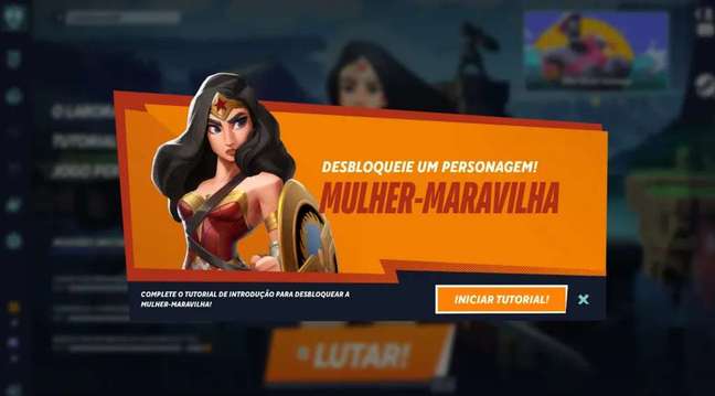 Ganhe a Mulher-Maravilha ao concluir o tutorial de MultiVersus. (Imagem: Captura de Tela/Canaltech/Lucas Arraz) Ganhe a Mulher-Maravilha ao concluir o tutorial de MultiVersus. (Imagem: Captura de Tela/Canaltech/Lucas Arraz)