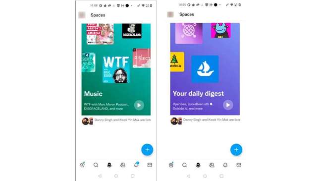 O feed dedicado para salas de áudio do Spaces separará as conversas em tópicos e dará acesso rápido para conversas de interesse do usuário (Imagem: Reprodução/TechCrunch) O feed dedicado para salas de áudio do Spaces separará as conversas em tópicos e dará acesso rápido para conversas de interesse do usuário (Imagem: Reprodução/TechCrunch)
