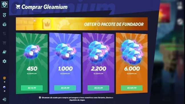 Gleamium é moeda premium como V-Bucks de Fortnite. (Imagem: Captura de Tela/Canaltech/Lucas Arraz)