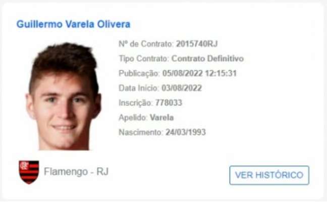 Registro de Varela no BID (Foto: Reprodução)