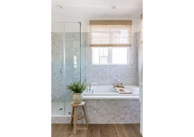 Cover your bathroom with textured tiles. Cover your bathroom with textured tiles.