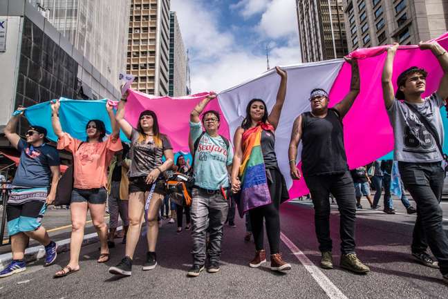 Em 2018, manifestação na Avenida Paulista, em São Paulo, pela visibilidade de pessoas transexuais