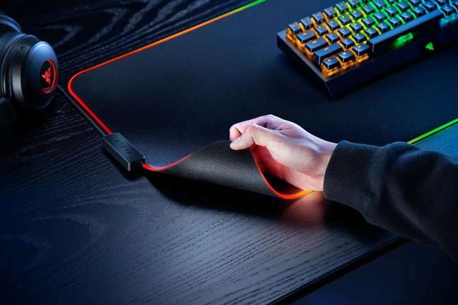 The Razer Strider Chroma is notable for its design that combines the benefits of both hard and soft mice, including a fixed base and RGB lighting (Image: Razer)