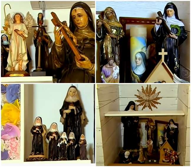 Dezenas de imagens de santos fazem parte da capela particular do Jô