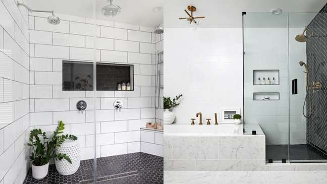 Have you ever wondered what it would be like to shower every morning in the rainforest? Well, some potted plants can transport you to a lush tree house. / A shower bench is useful for many reasons, but finding space to add one isn't always easy. Here, the bathroom surface extends outwards and doubles as a shower bench, perfect for shaving your legs or relaxing! But don't forget the water consumption! Have you ever wondered what it would be like to shower every morning in the rainforest? Well, some potted plants can transport you to a lush tree house. / A shower bench is useful for many reasons, but finding space to add one isn't always easy. Here, the bathroom surface extends outwards and doubles as a shower bench, perfect for shaving your legs or relaxing! But don't forget the water consumption!
