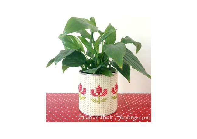 Combine embroidery with your recycled cans. Combine embroidery with your recycled cans.
