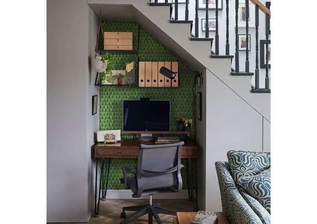Use patterned paper to divide a space. Use patterned paper to divide a space.
