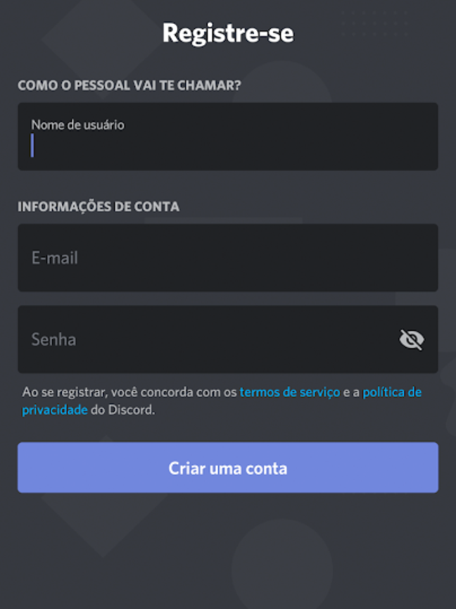 Digite informações sobre a conta (Foto: Reprodução/André Magalhães) Digite informações sobre a conta (Foto: Reprodução/André Magalhães)