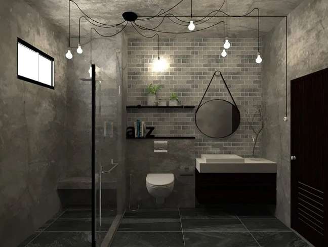 Industrial style: 50 concrete bathrooms