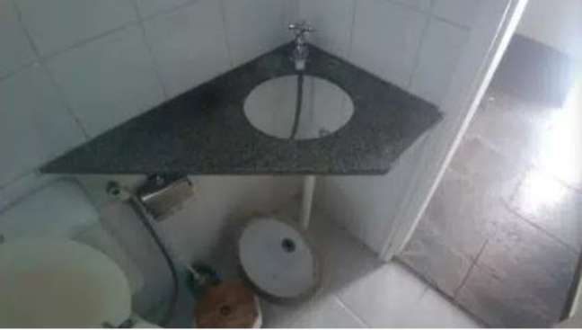 Damaged sink in the dorm bathroom, according to the report