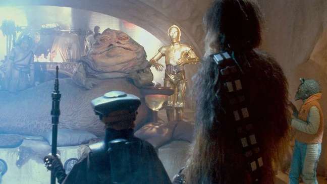 Jabba the Hutt while filming Star Wars (Image: Lucasfilm Ltd.)