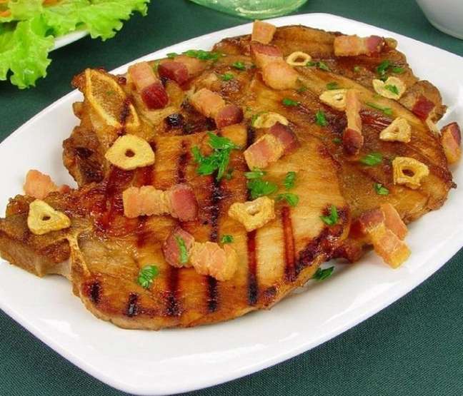 Pork Chop with Garlic and Bacon (Playback / Cooking Guide) Pork Chop with Garlic and Bacon (Playback / Cooking Guide)