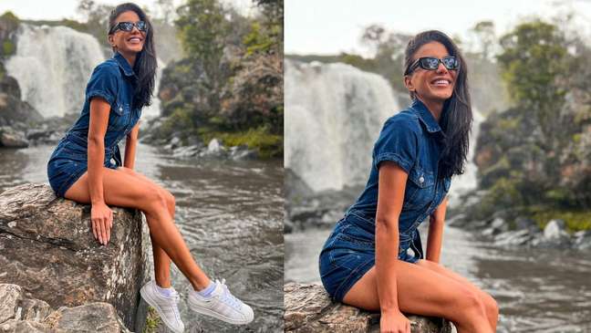 Denim romper with sneakers - Denim romper with sneakers -