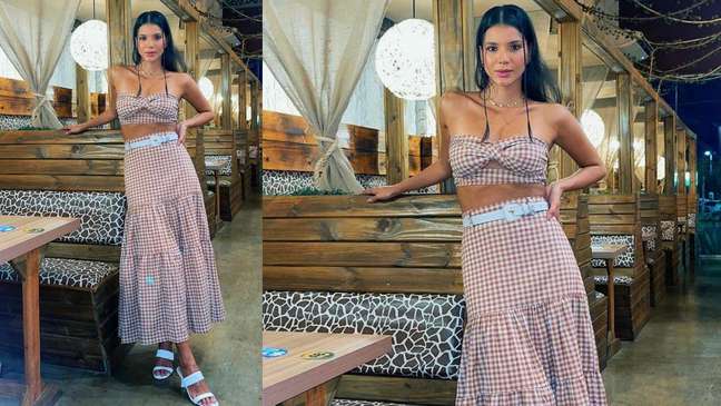Crop top and checked skirt - Crop top and checked skirt -