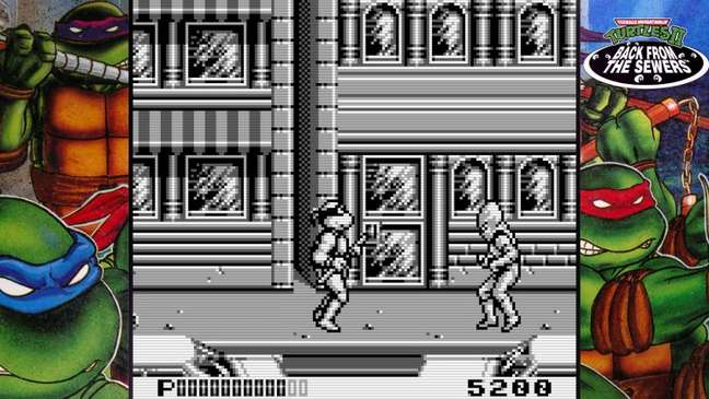 O conjunto inclui três jogos de Game Boy, como Back From Sewers