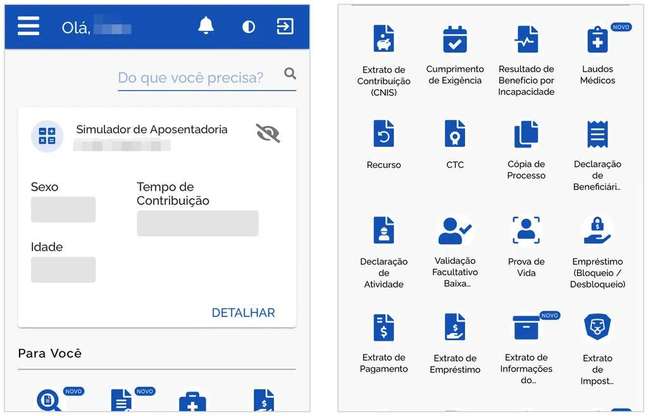 Estes são alguns dos serviços disponíveis no aplicativo Meu INSS para Android e iPhone (Captura de tela: Caio Carvalho)