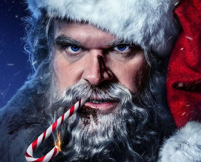 David Harbor is a bloodthirsty Santa Claus in the “Violent Night” poster. David Harbor is a bloodthirsty Santa Claus in the “Violent Night” poster.