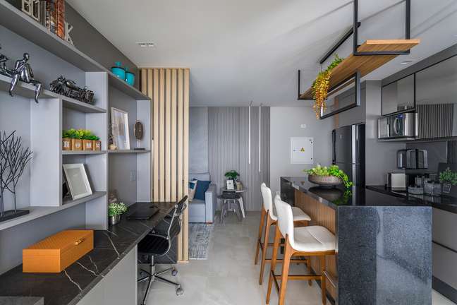 82 sqm apartment gains vertical garden in the hallway and kitchen with island 82 sqm apartment gains vertical garden in the hallway and kitchen with island