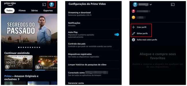 Configure your account via the Prime Video app settings (Screenshot: Rodrigo Folter)