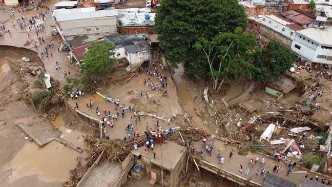 Image shows the trail of destruction caused by landslides and floods in Las Tejerías, Venezuela