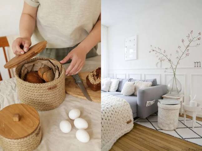 A crochet pot with a wooden lid is a really cool idea and will make your space more rustic. / Invest in a crochet room - with a white basket with a lid for storage, a thick blanket, and matching pillows. You will be ready for winter. A crochet pot with a wooden lid is a really cool idea and will make your space more rustic. / Invest in a crochet room - with a white basket with a lid for storage, a thick blanket, and matching pillows. You will be ready for winter.