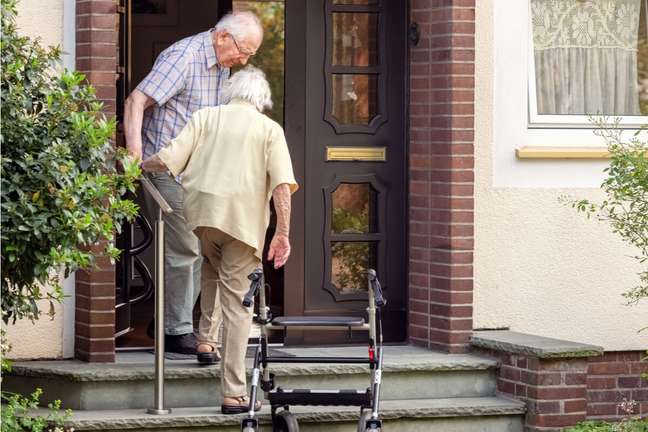 Installing handrails on stairs helps seniors navigate spaces 