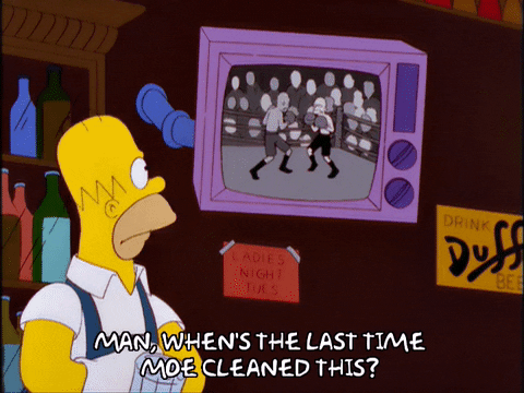 Homer cleaning the TV Homer cleaning the TV