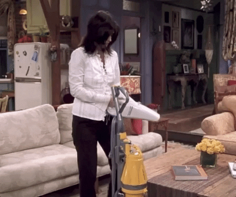 Monica from Friends cleaning Monica from Friends cleaning