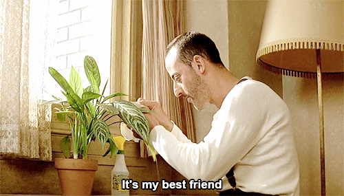 Animation of a person who takes care of his plants Animation of a person who takes care of his plants