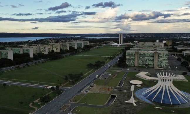 Vista aérea da Esplanada dos Ministérios, em Brasília.