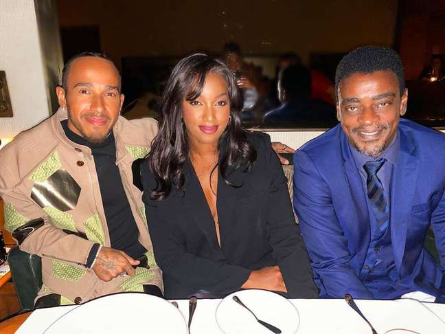 Lewis Hamilton, Iza and Seu Jorge meet for dinner after the driver becomes an honorary citizen