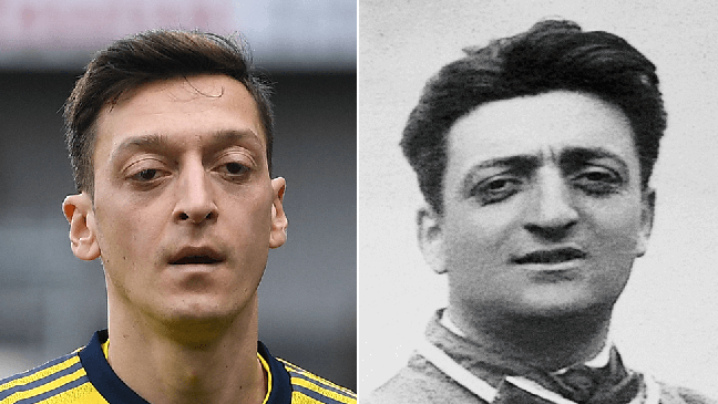 Mesut Ozil (esq.), jogador de futebol alem&atilde;o, nasceu em 1988, e Enzo Ferrari, fundador da equipe Ferrari, nasceu na It&aacute;lia em 1898