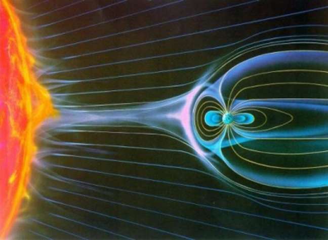 Illustration of the dynamics of space weather and Earth's magnetic field that protects the planet from solar flux (Image: Reproduction/NASA) Illustration of the dynamics of space weather and Earth's magnetic field that protects the planet from solar flux (Image: Reproduction/NASA)