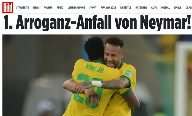 Publicação alemã criticou Neymar após post na internet 