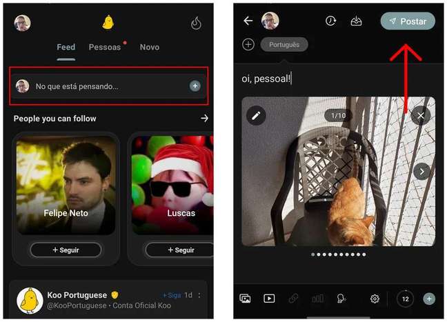 Learn how to create a publication via Koo (Screenshot: André Magalhães) Learn how to create a publication via Koo (Screenshot: André Magalhães)