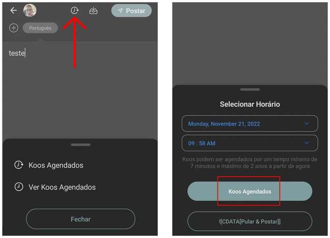 The social network allows you to schedule publications (Screenshot: André Magalhães) The social network allows you to schedule publications (Screenshot: André Magalhães)