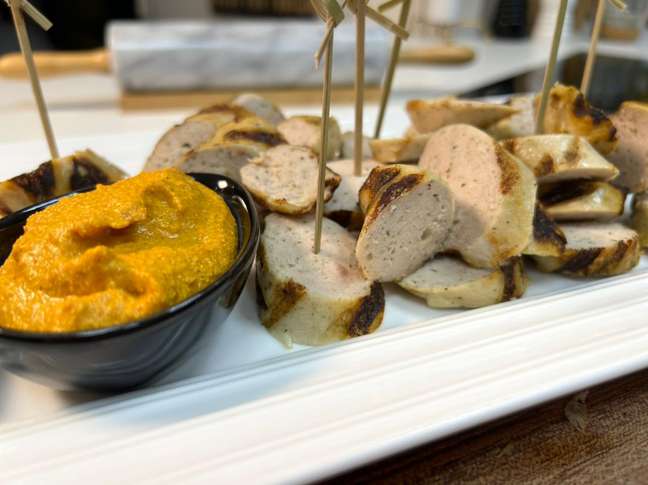 German sausage platter with homemade mustard