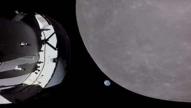 Photo taken by the cameras of the Orion probe on the eve of a flyby of the Moon (Image: Reproduction/ NASA, Artemis 1) Photo taken by the cameras of the Orion probe on the eve of a flyby of the Moon (Image: Reproduction/ NASA, Artemis 1)