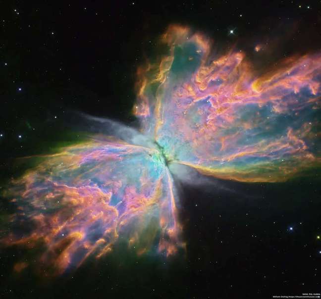 The Butterfly Nebula is about 3,500 light-years away (Image: Reproduction/NASA, ESA, Hubble/William Ostling) The Butterfly Nebula is about 3,500 light-years away (Image: Reproduction/NASA, ESA, Hubble/William Ostling)