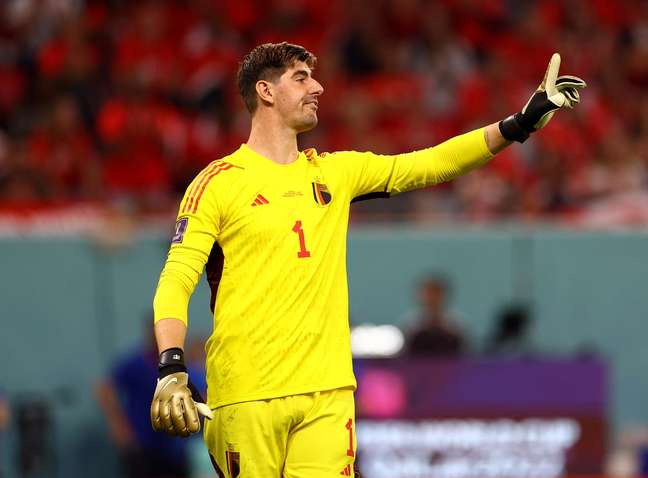 Courtois punches the bench after Belgium’s defeat to Morocco