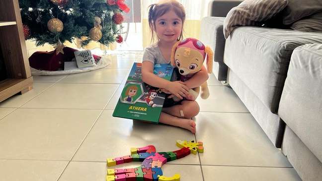 The 3-year-old already writes her own name and had fun on her own