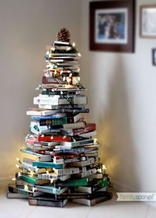 You can also stack books and use Christmas lights to make a very intellectual tree. You can also stack books and use Christmas lights to make a very intellectual tree.