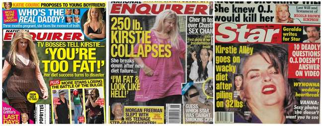 The tabloids spared no criticism and sarcasm when they addressed Kirstie Alley's weight